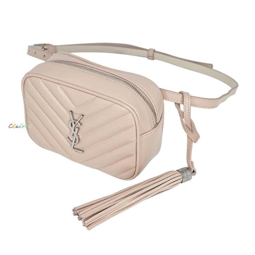 YSL Saint Laurent Monogram Lou Belt Bag Matelassé Leather marble pink